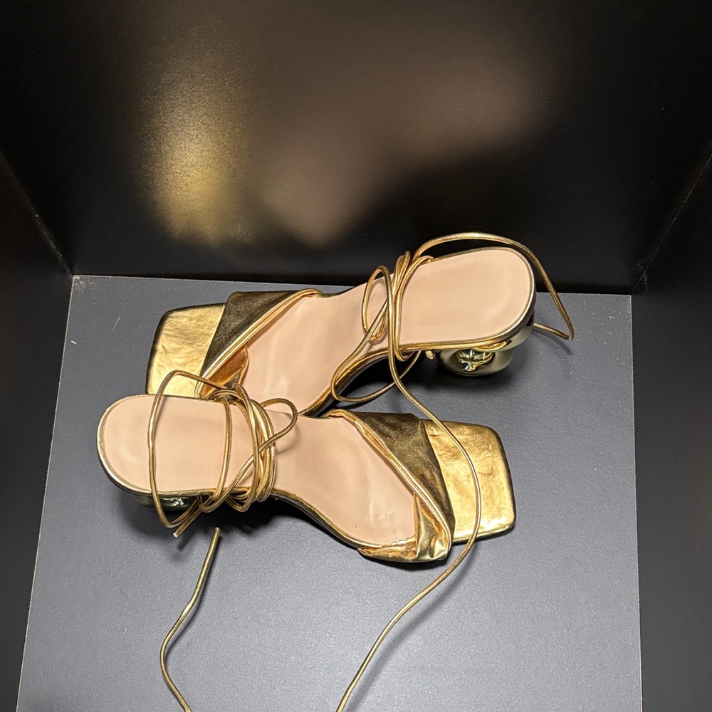 Fashion Nova Gold Strappy Heels